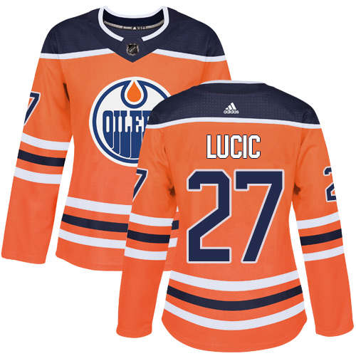 Adidas Edmonton Oilers #27 Milan Lucic Orange Home Authentic Women Stitched NHL Jersey->women nhl jersey->Women Jersey